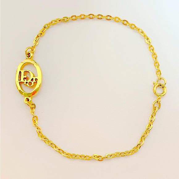 Christian Dior Logo Gold Tone Bracelet - Picture 1 of 9